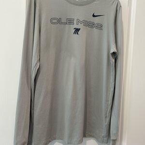 Nike Dri Fit Ole Miss Gray Long Sleeve Tee